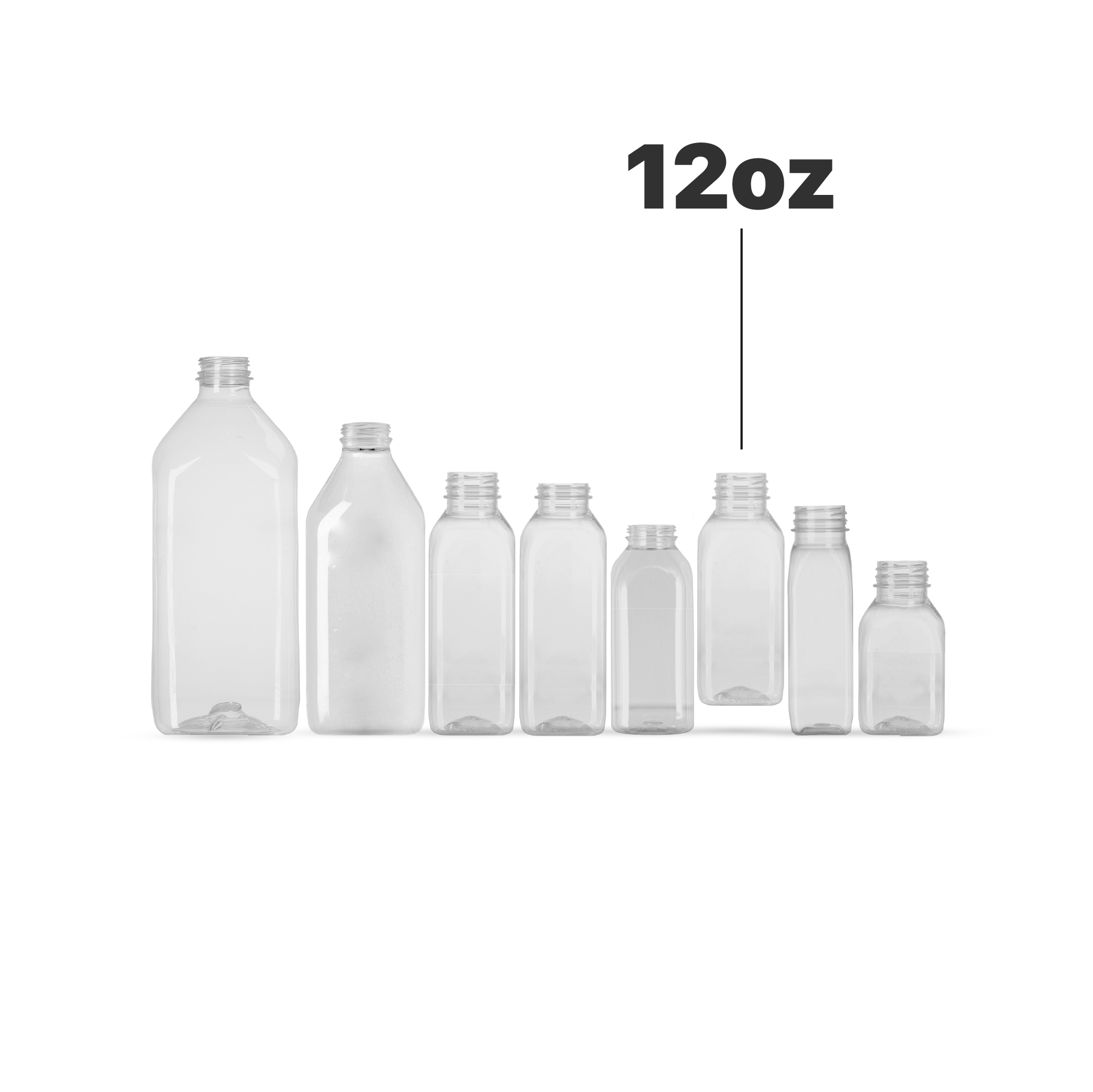 16 oz. Customizable Square Milkman PET Clear Juice Bottle - 160/Bag
